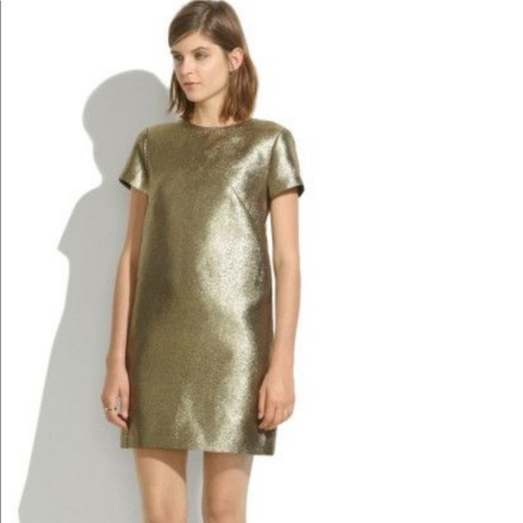 Madewell Dresses & Skirts - Madewell Gold Metallic Cocktail Dress NWT Size 2